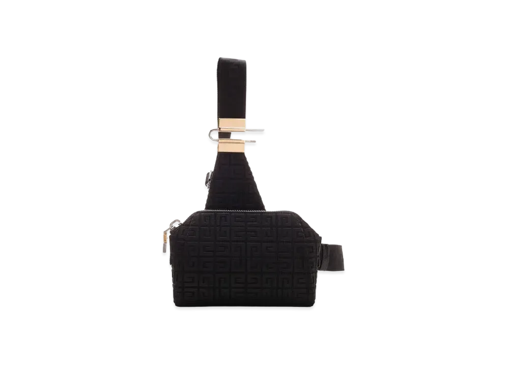 GIVENCHY Small Antigona Crossbody Bag In 4G Embroidered Canvas "Black"