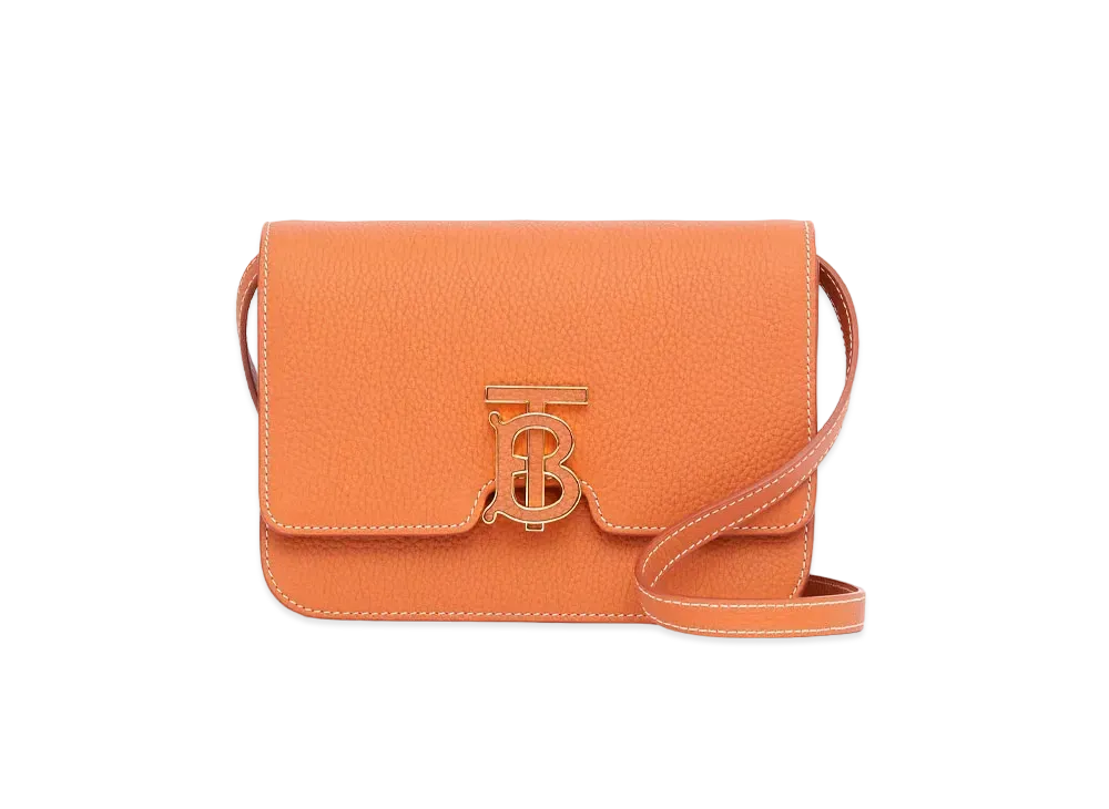 BURBERRY Small Top Stitch Grainy Leather TB Bag "Warm Lacet Brown"