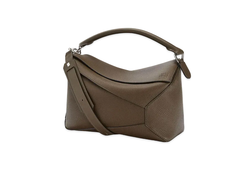 LOEWE Large Puzzle Edge Bag In Grained Calfskin "Khaki Brown"