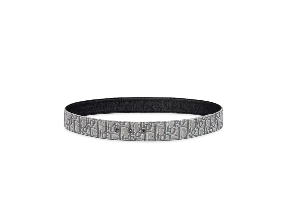 Dior Reversible Belt Strap Dior Oblique Jacquard and Grained Calfskin 35 MM "Deep Gray"