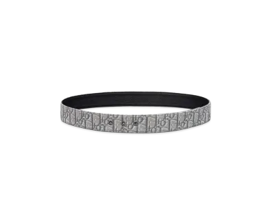 Dior Reversible Belt Strap Dior Oblique Jacquard and Grained Calfskin 35 MM "Deep Gray"