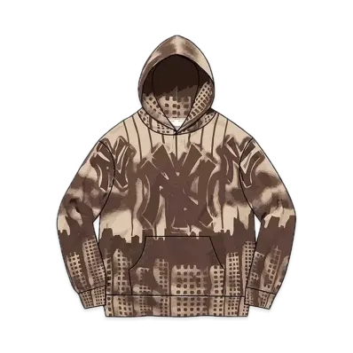 Supreme New York Yankees Airbrush Hooded Sweatshirt "Tan"