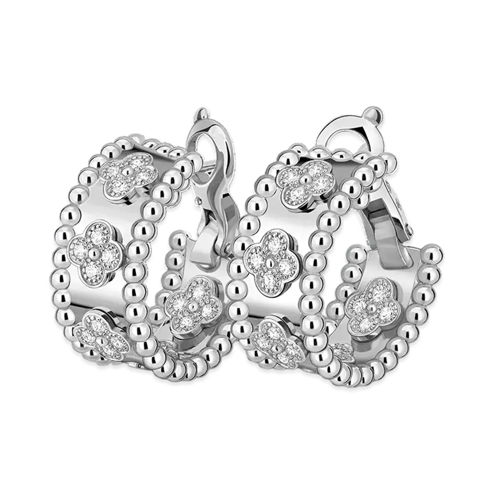 Van Cleef & Arpels Perlee clovers earrings "18K White gold/Diamond"