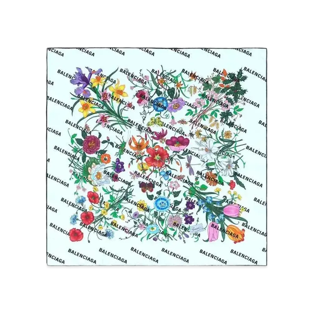 GUCCI x BALENCIAGA The Hacker Flora Print Silk Scarf "Floral"