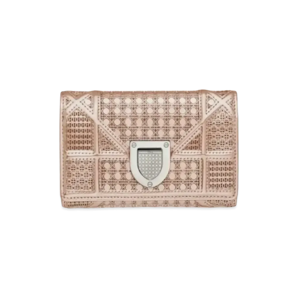 Dior Cannage Pattern Mini Wallet "Pink Gold"