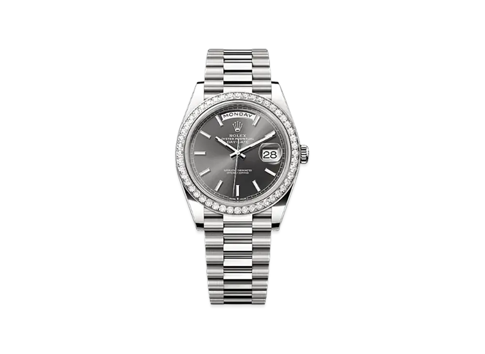 ROLEX Day-Date 40mm White Gold Diamond 228349RBR "Slate"