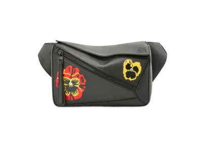LOEWE Pansies Small Puzzle Bumbag In Classic Calfskin "Black"