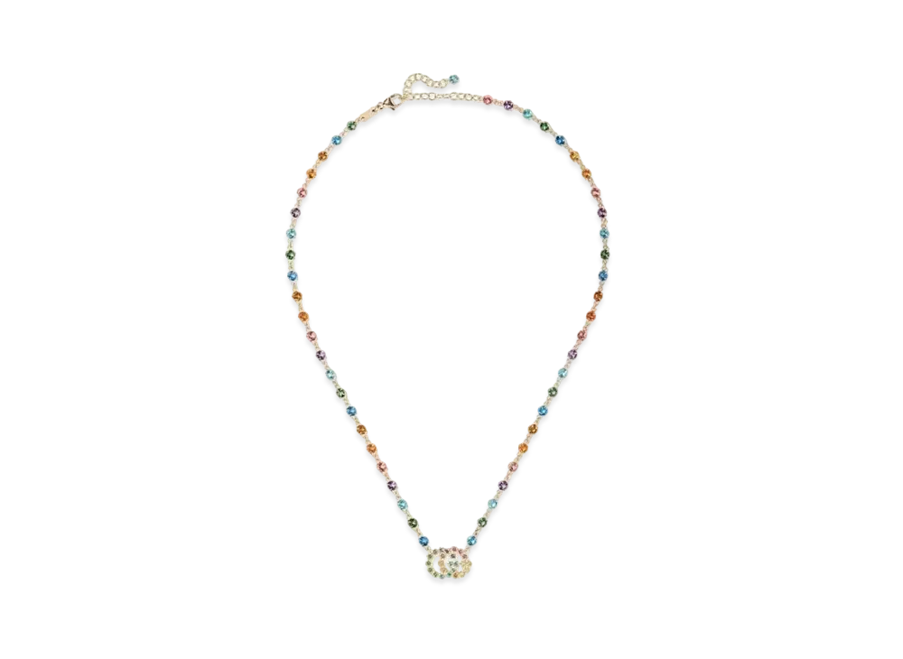 GUCCI Color Gemstone Double G Necklace