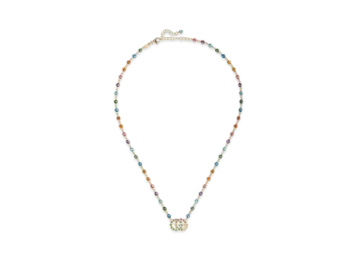 GUCCI Color Gemstone Double G Necklace