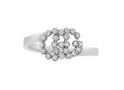 GUCCI GG Running Series 18K White Gold Diamond Ring "Gold"