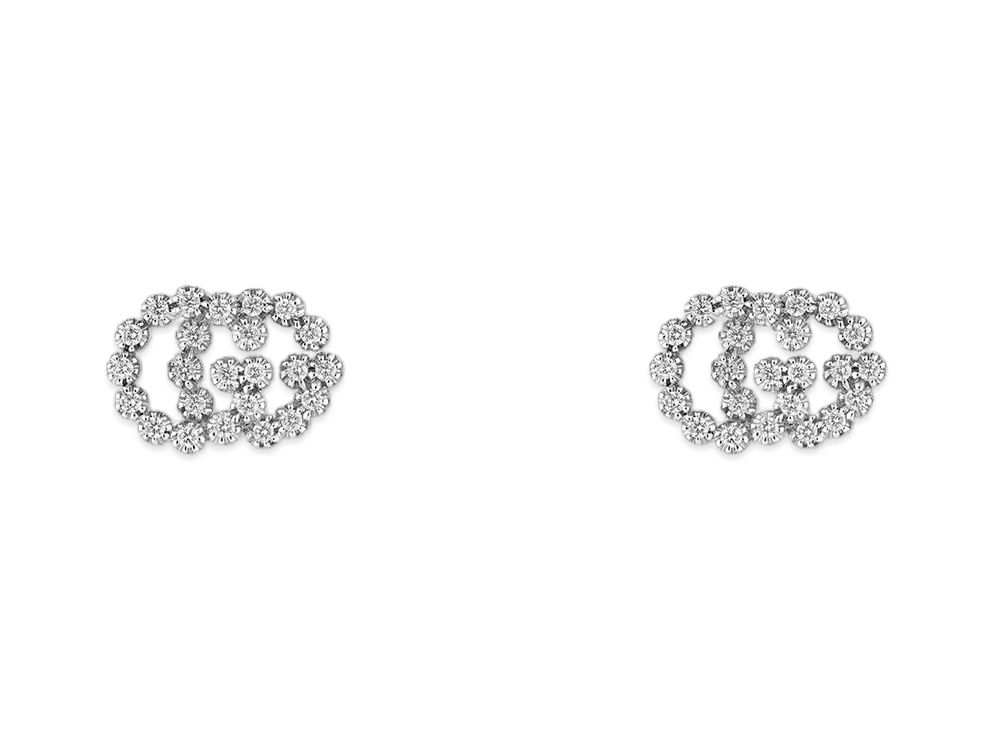 GUCCI GG Studs Earring with Diamonds 18K "White Gold"