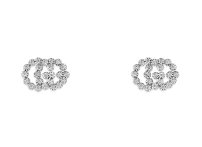 GUCCI GG Studs Earring with Diamonds 18K "White Gold"