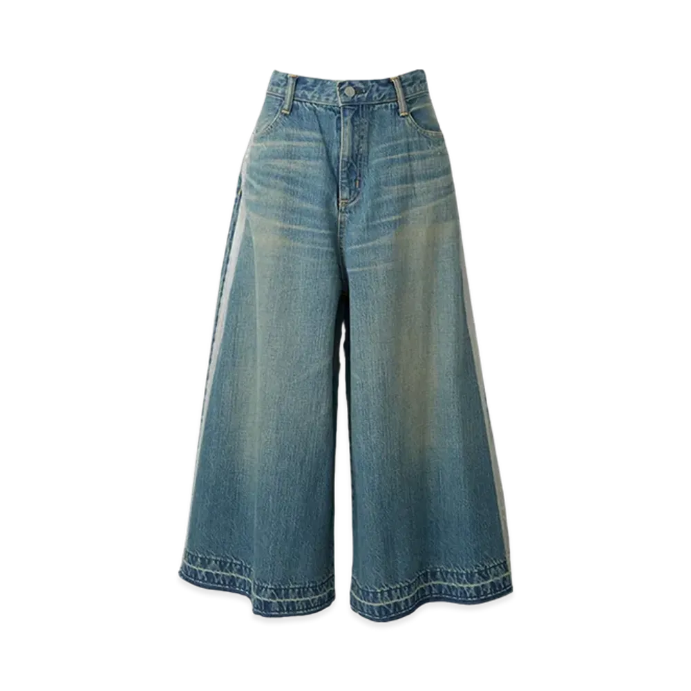 HYSTERIC GLAMOUR Silver Side Line 8/10th Length Wide Denim Pants "Light Indigo Blue"