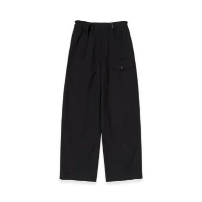 AURALEE Women's Wool Herringbone Cargo Pants "Black"