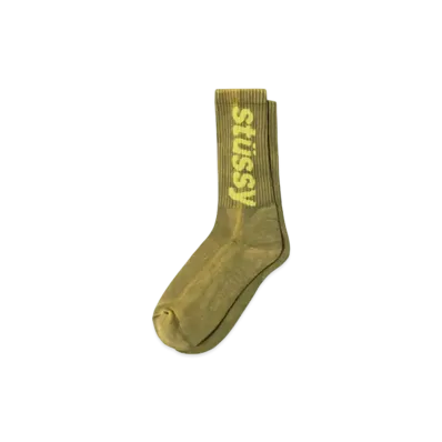 Stussy Washed Helvetica Crew Sock "Green"