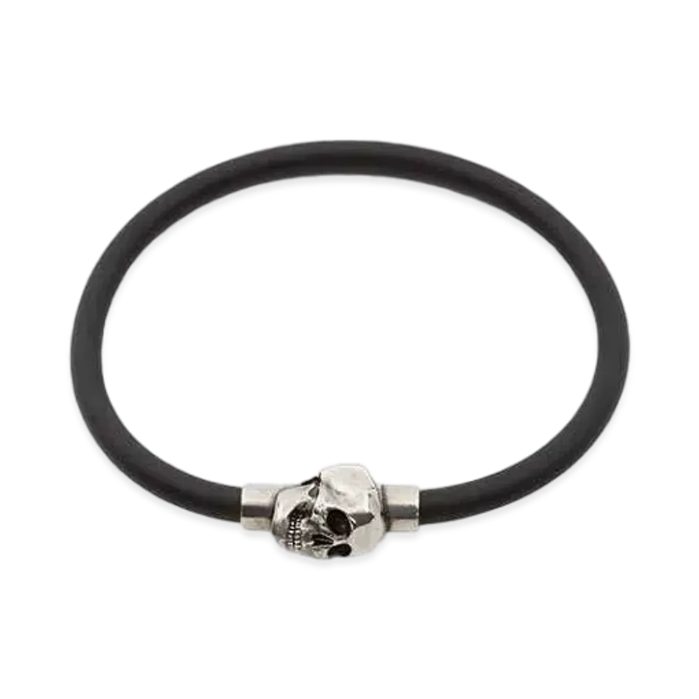 Alexander McQUEEN Rubber Cord Skull Bracelet "Black"