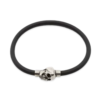 Alexander McQUEEN Rubber Cord Skull Bracelet "Black"