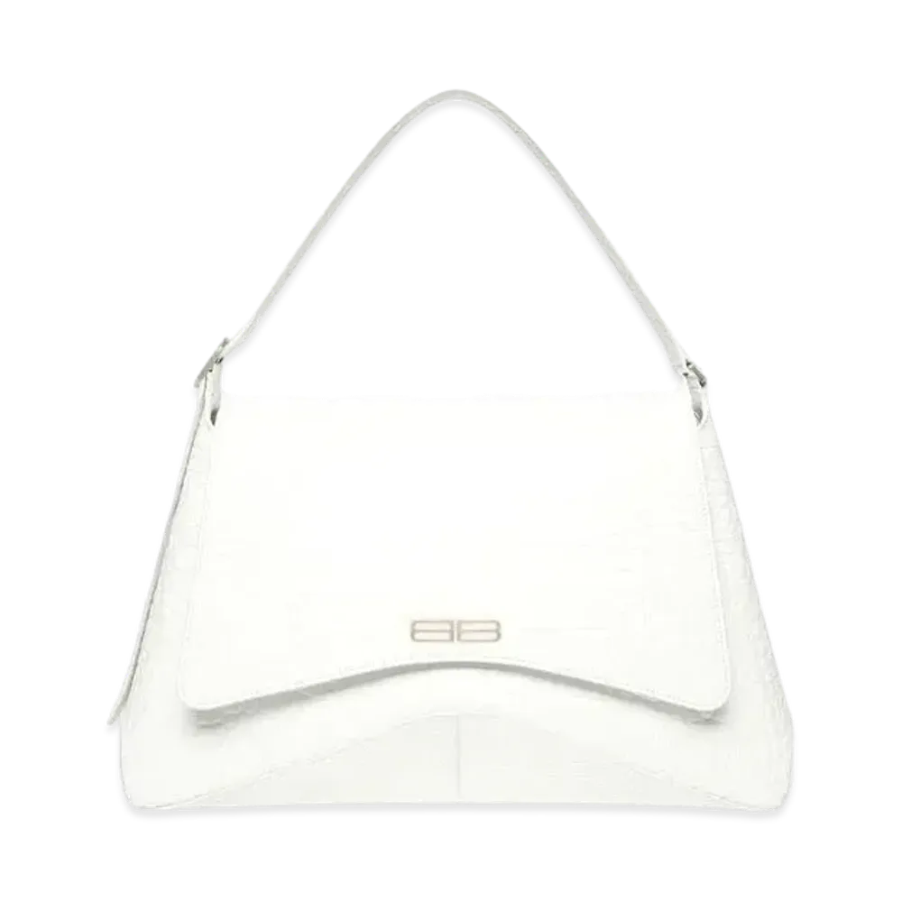 BALENCIAGA XX XL Flap Bag Crocodile Embossed "White"