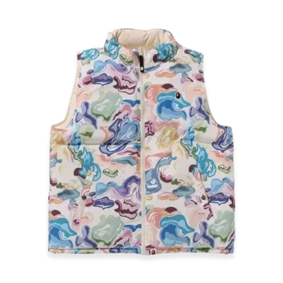 A BATHING APE Art Camo Reversible Down Vest "White"