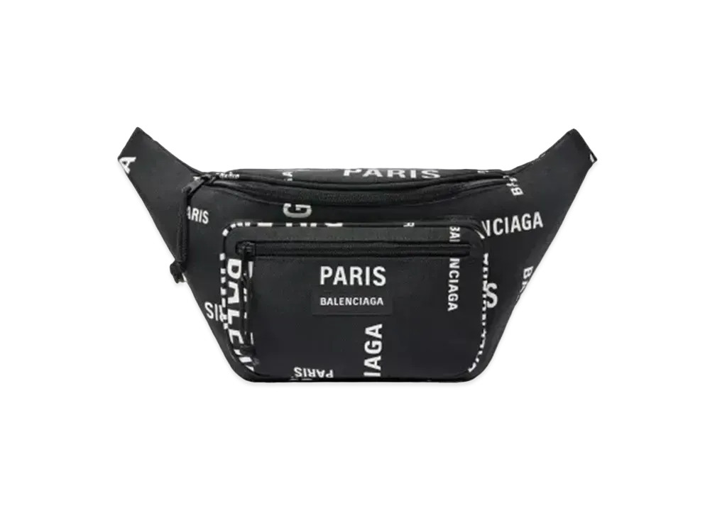 BALENCIAGA Explorer Bal Paris All Over Belt Bag "Black"