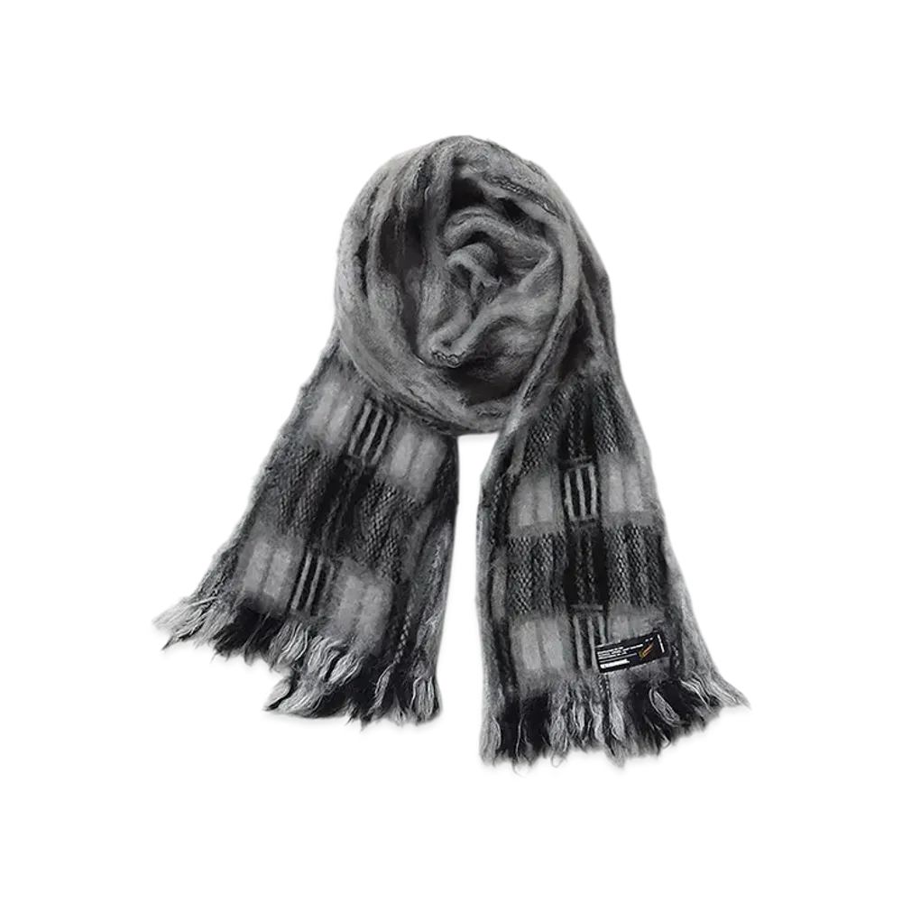 NEIGHBORHOOD Mohair Check Muffler "Black/Gray"