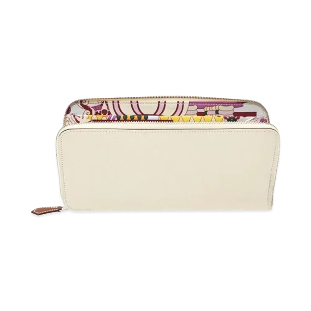 Hermes Azap Silk'In Long Veau Epsom/Silk "Nata/Blue Brum/Silver"