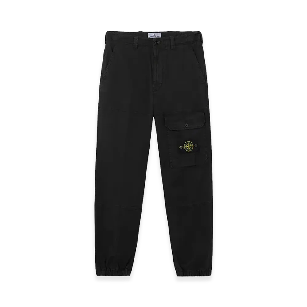 Stone Island 3100010 Organic Cotton Stretch Broken Twill 'Old' Effect "Black"
