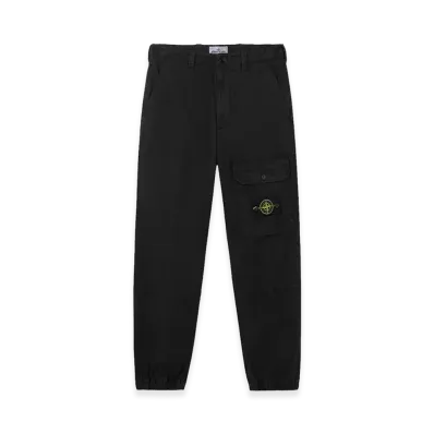 Stone Island 3100010 Organic Cotton Stretch Broken Twill 'Old' Effect "Black"