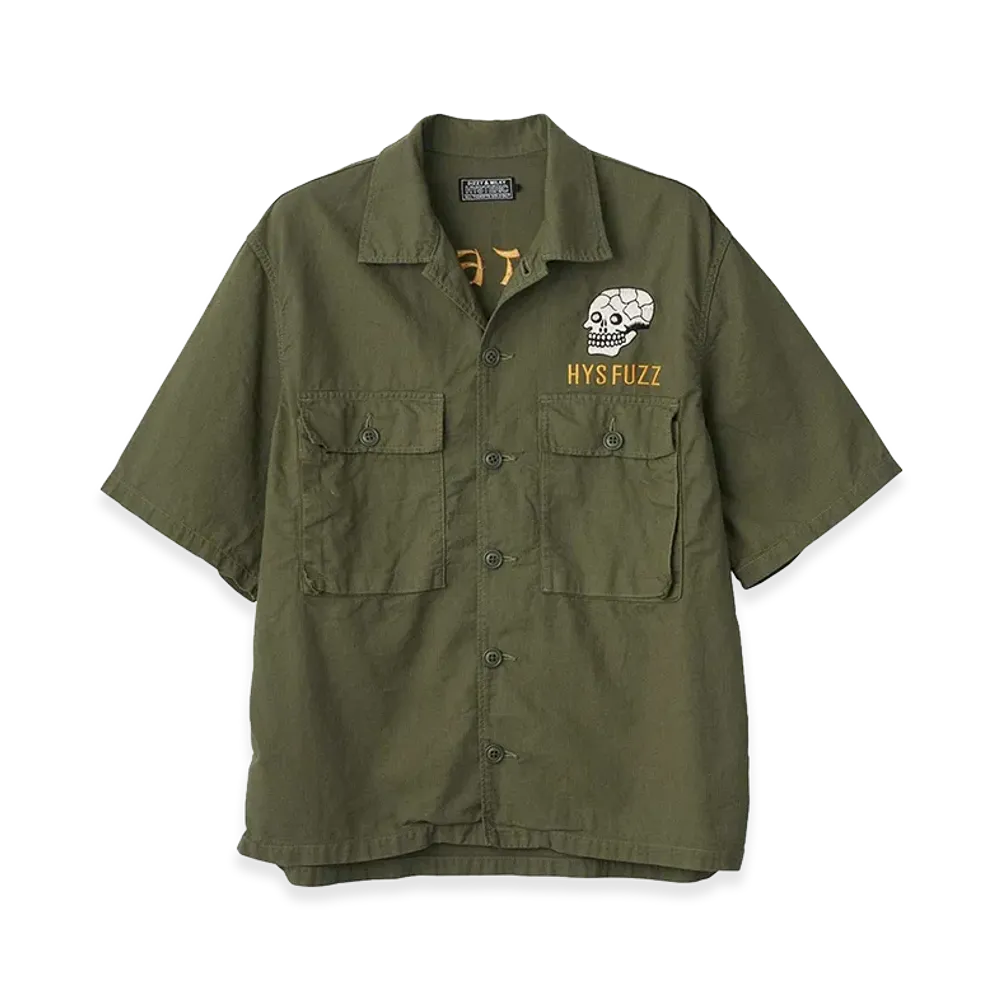 HYSTERIC GLAMOUR Snake&Skull Embroidery Utility Shirt "Khaki"