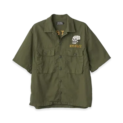 HYSTERIC GLAMOUR Snake&Skull Embroidery Utility Shirt "Khaki"