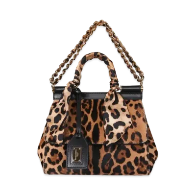 Dolce&Gabbana Sicily Bag Small Leopard Print Ponykin Scarf "Animal Print"