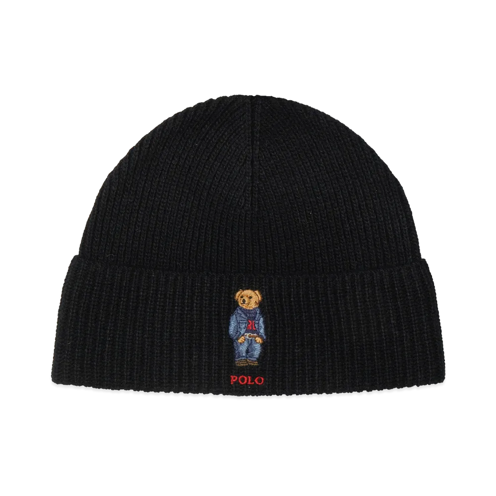 Polo Ralph Lauren Solid Denim Bear Beanie "Polo Black"