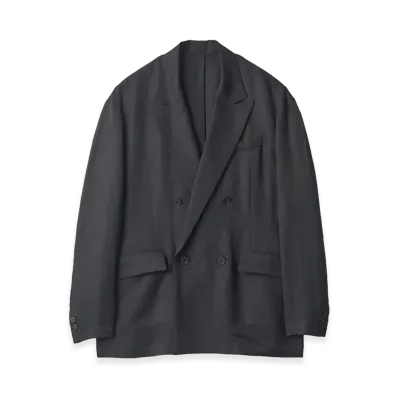 ssstein Silk Linen Twill Double Breasted Blazer "Black"