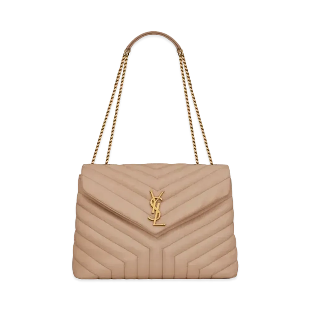 Saint Laurent Loulou Medium In Matelasse Y Leather "Dark Beige"