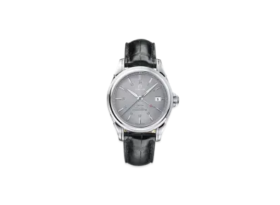 OMEGA De Ville Co-Axial GMT 38.7MM Leather Strap "Stainless Steel/Gray/Black" 4833.41.31