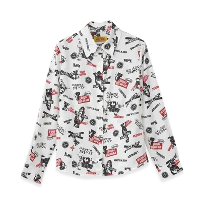 HYSTERIC GLAMOUR Rock Happening Pattern Compact Shirt "White"