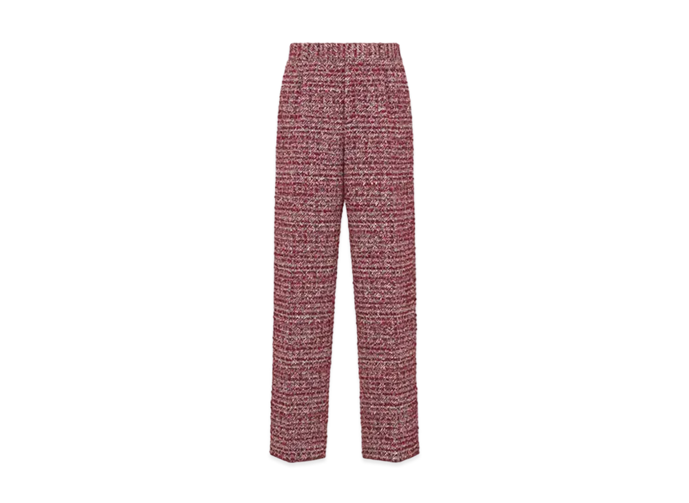 Dior x LEWIS HAMILTON Loose Pants Checkered Cotton and Wool Blend Tweed "Burgundy"