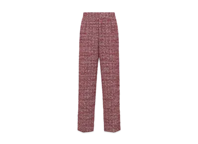Dior x LEWIS HAMILTON Loose Pants Checkered Cotton and Wool Blend Tweed "Burgundy"