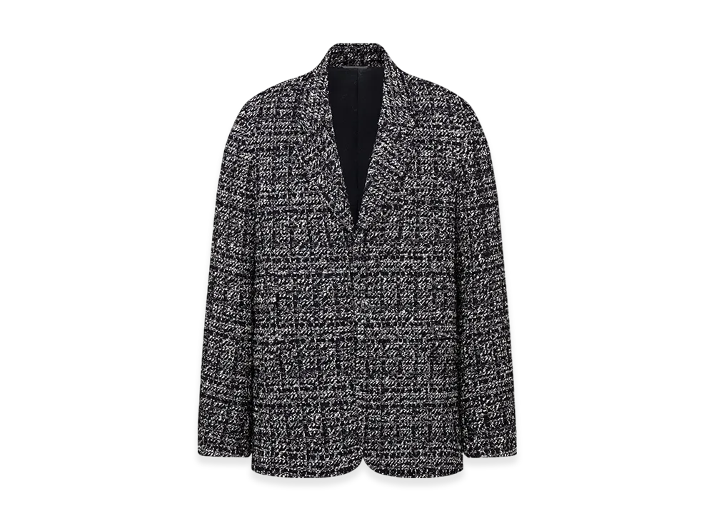 Dior Cannage Wool Blend Tweed Jacket "Blue"