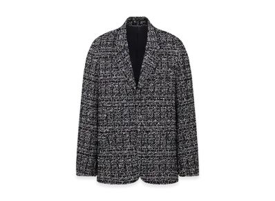 Dior Cannage Wool Blend Tweed Jacket "Blue"