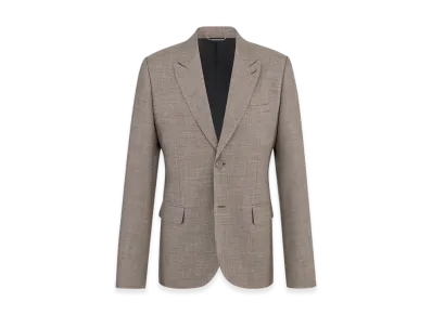 Dior Jacket Virgin Wool Silk Linen Basketweave "Gray"
