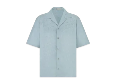 Dior Men's Dior Oblique Short-Sleeved Shirt Silk and Cotton Jacquard "Blue"
