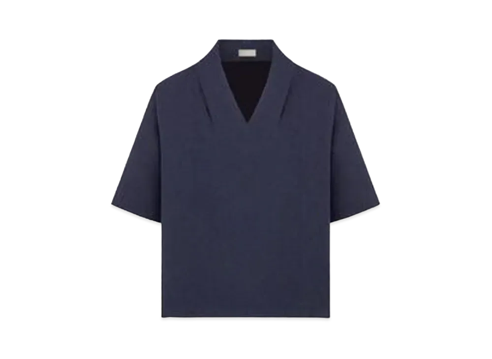 Dior Loose-Fit T-shirt Wool and Cotton Blend Tweed "Blue"