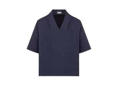 Dior Loose-Fit T-shirt Wool and Cotton Blend Tweed "Blue"
