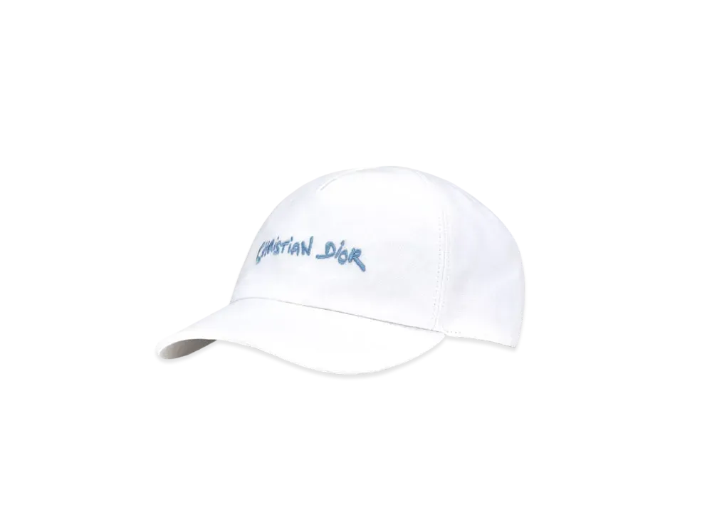Dior Cap with Christian Dior Tag Signature Cotton Canvas "White"