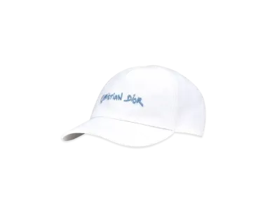Dior Cap with Christian Dior Tag Signature Cotton Canvas "White"