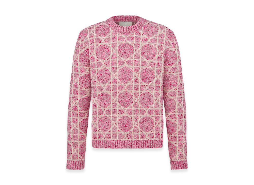 Dior Cannage Sweater Cashmere Blend Jacquard "Pink/Beige"