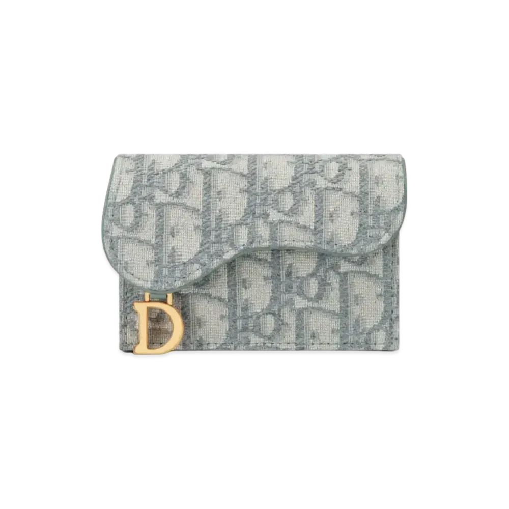 Dior Saddle Flap Card Holder "Gray"