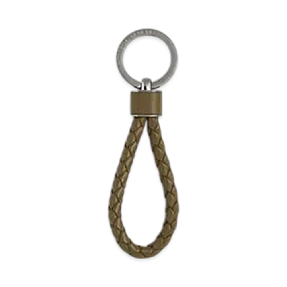 Bottega Veneta Intreccio Key Ring "Argil"