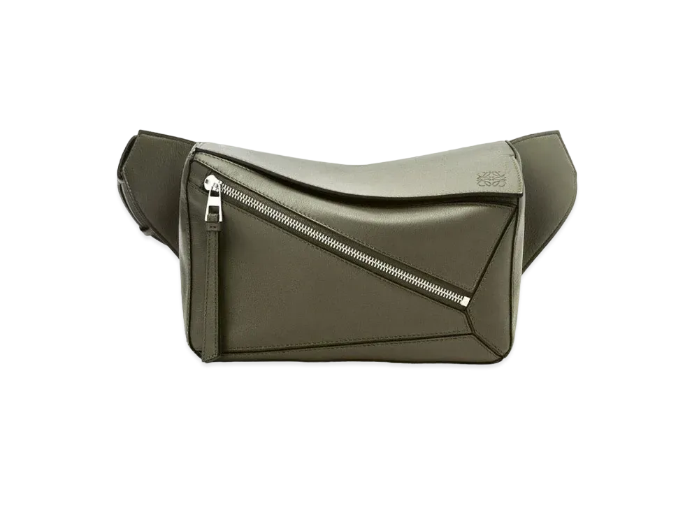 LOEWE Small Puzzle Bumbag In Classic Calfskin "Khaki Green"